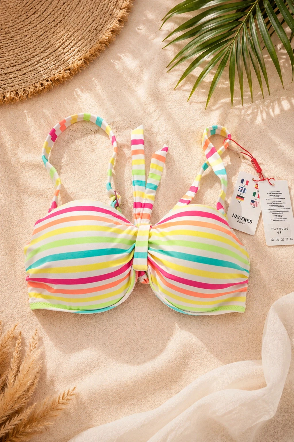 Haut de maillot de bain rayé multicolore Neufred Paris – Taille 44 – Neuf avec étiquette 🌈