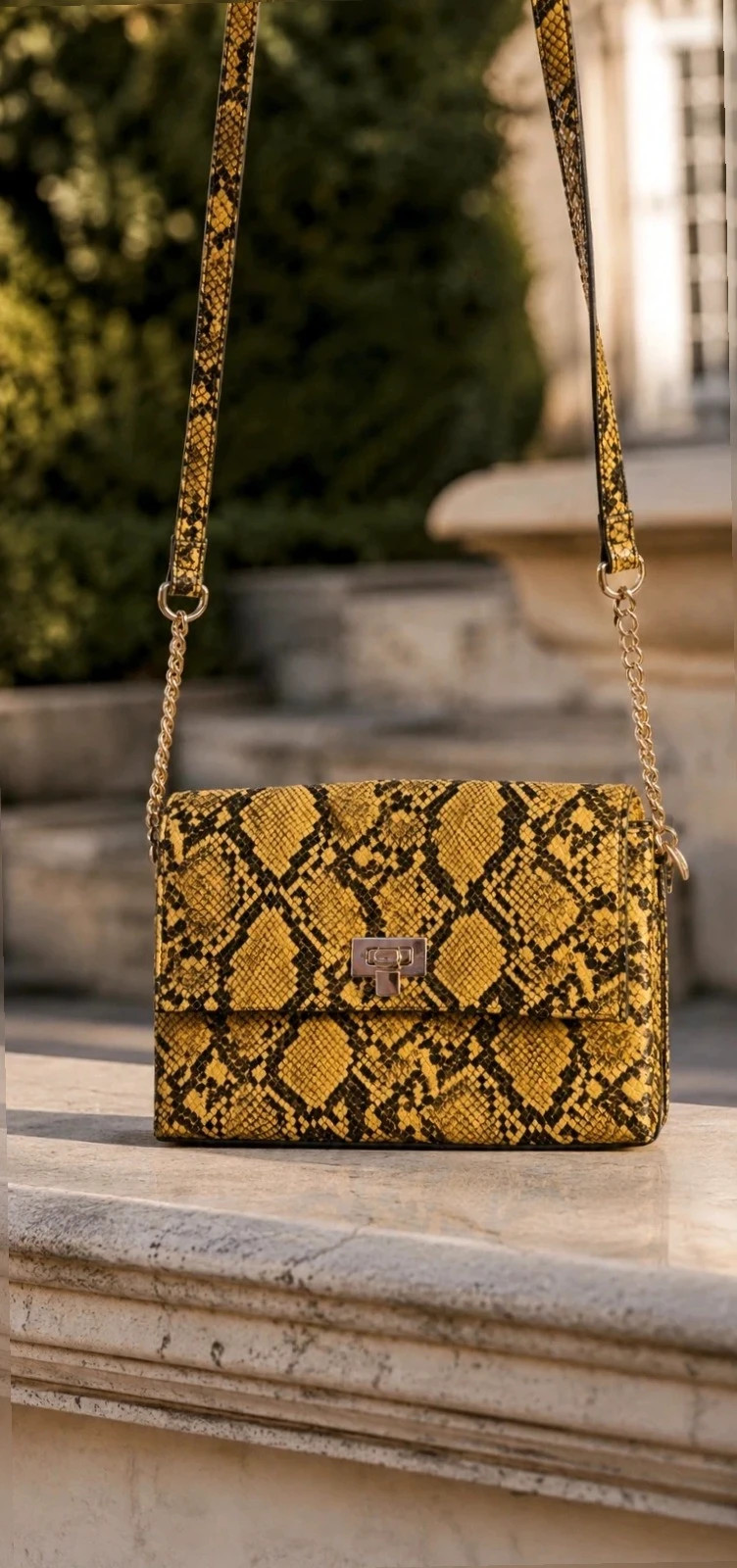 Sac Bandoulière effet Python jaune & noir – Python
