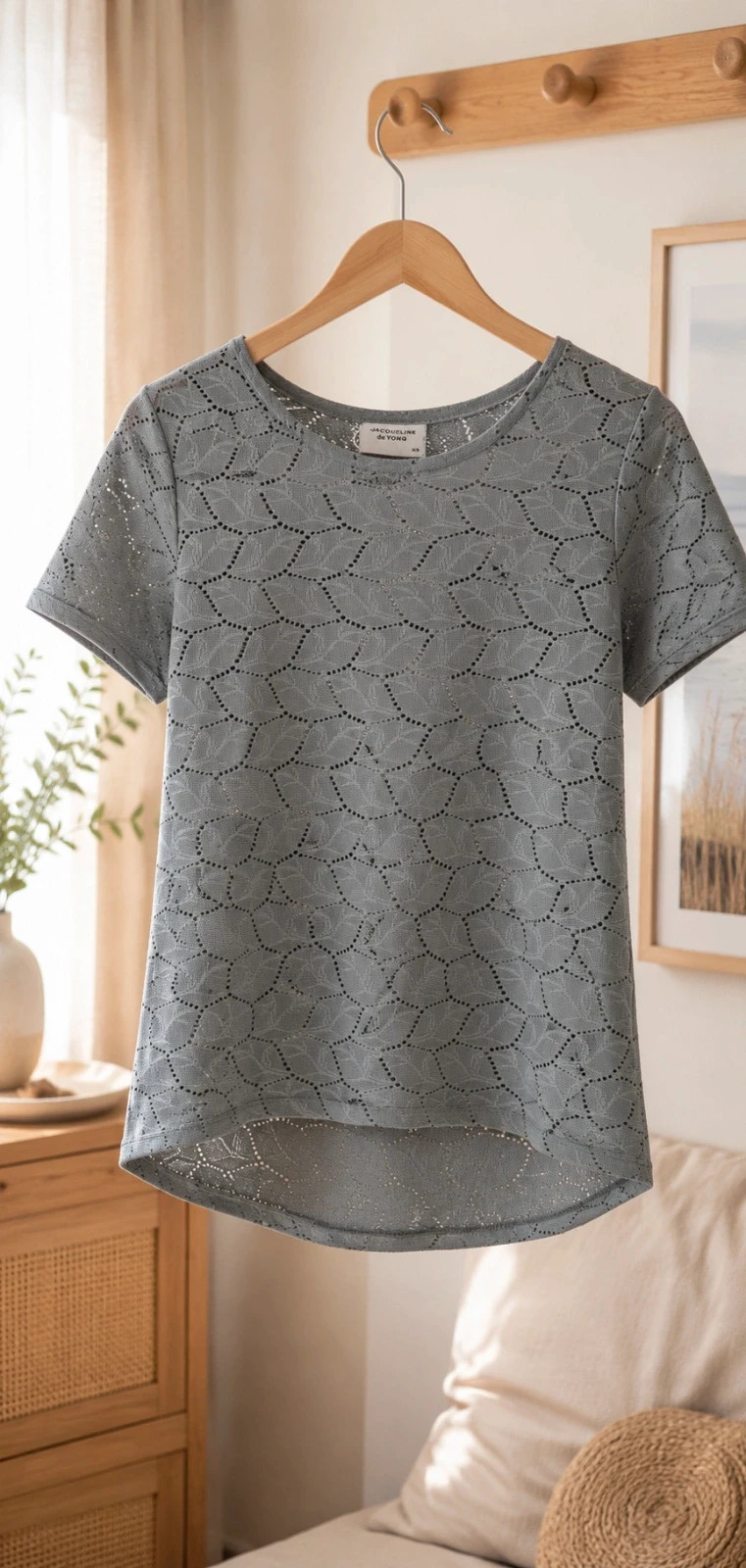 Haut ajouré gris Jacqueline de Yong – Taille XS – Jacqueline de Yong – taille XS / 34 / 6