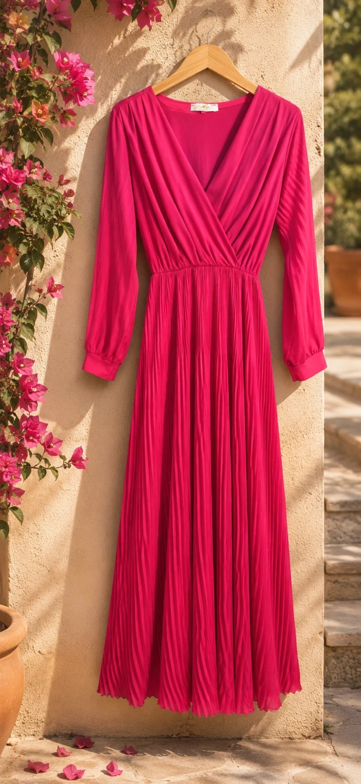 Robe plissée rose fuchsia 🌸