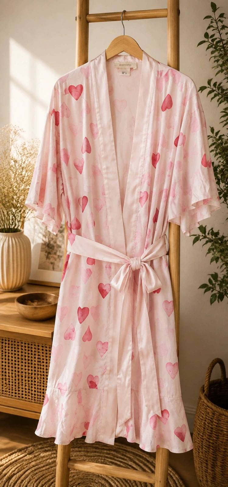 Kimono peignoir ESMARA rose pâle à motifs cœurs 💕 – Esmara – taille S / 36 / 8