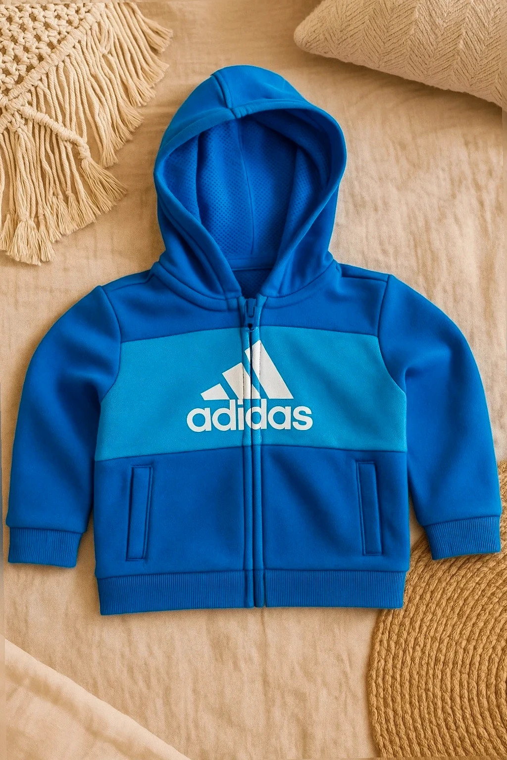 Veste à capuche adidas bébé garçon bleu – Taille 3-6 mois (68 cm) – adidas – taille 3-6 mois / 62 cm