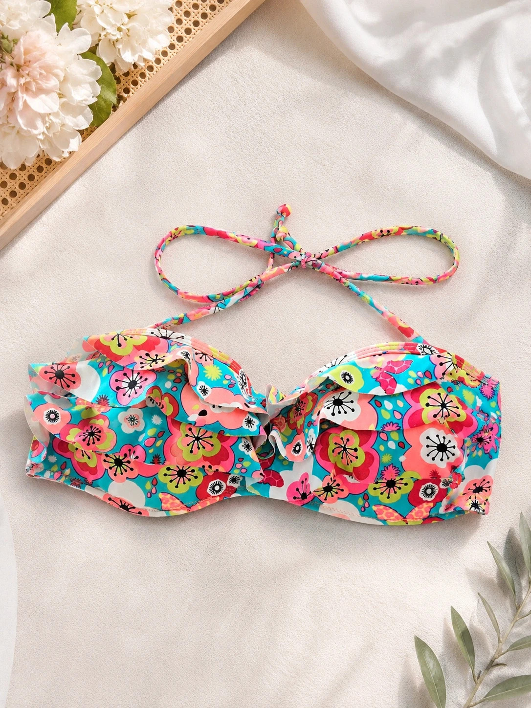 Haut de maillot de bain fleuri Blue Lovers – Blue Lovers – taille XL / 42 / 14