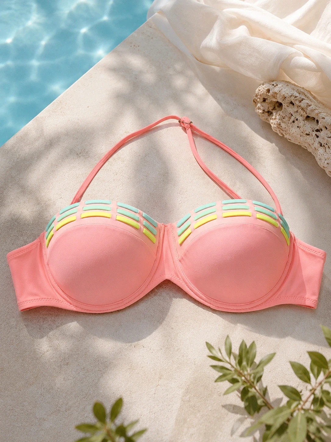Haut de maillot de bain corail Power Flower – Power Flower – taille XXL / 44 / 16