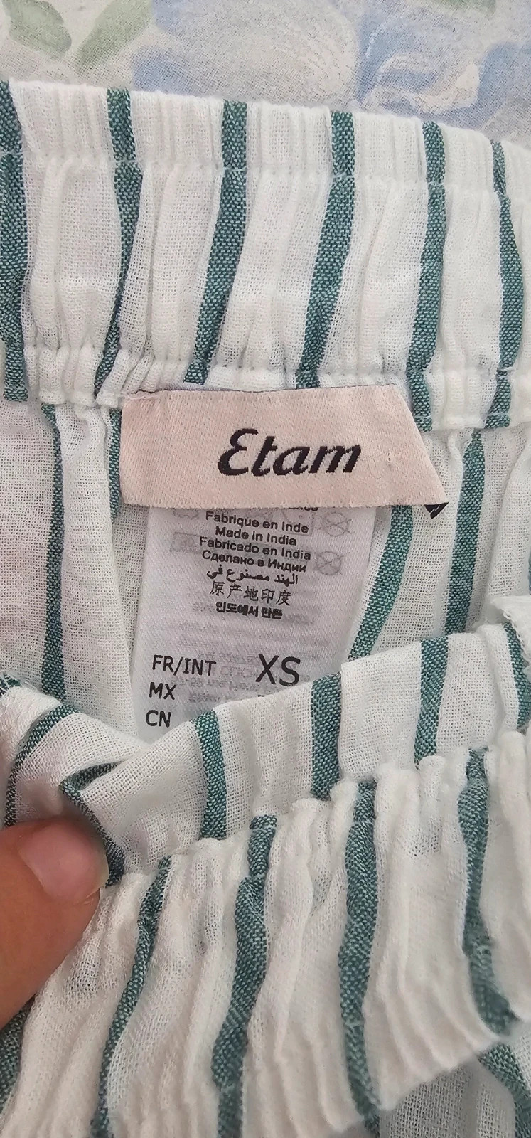 Short Etam rayé blanc et vert – Taille XS – Etam – taille XS / 34 / 6 2