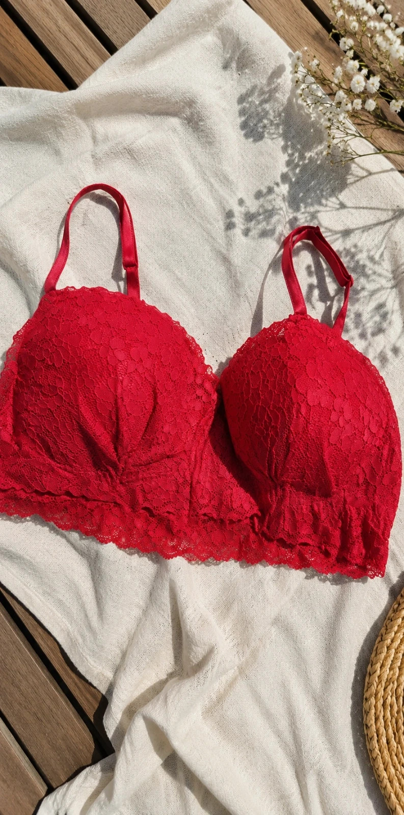 Soutien-gorge dentelle rouge H&M – Taille 38