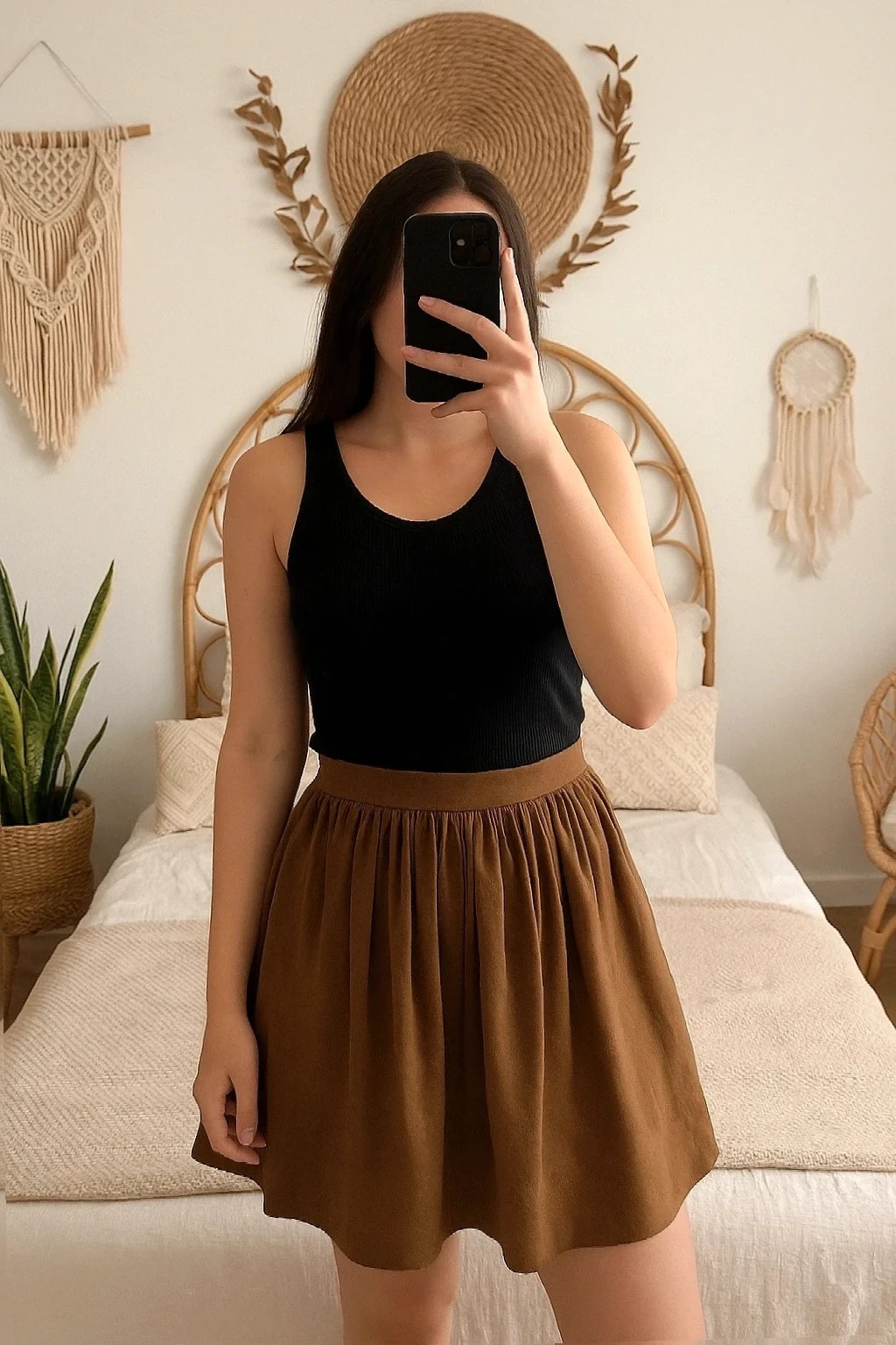 Jupe évasée en Daim marron H&M – Taille 36