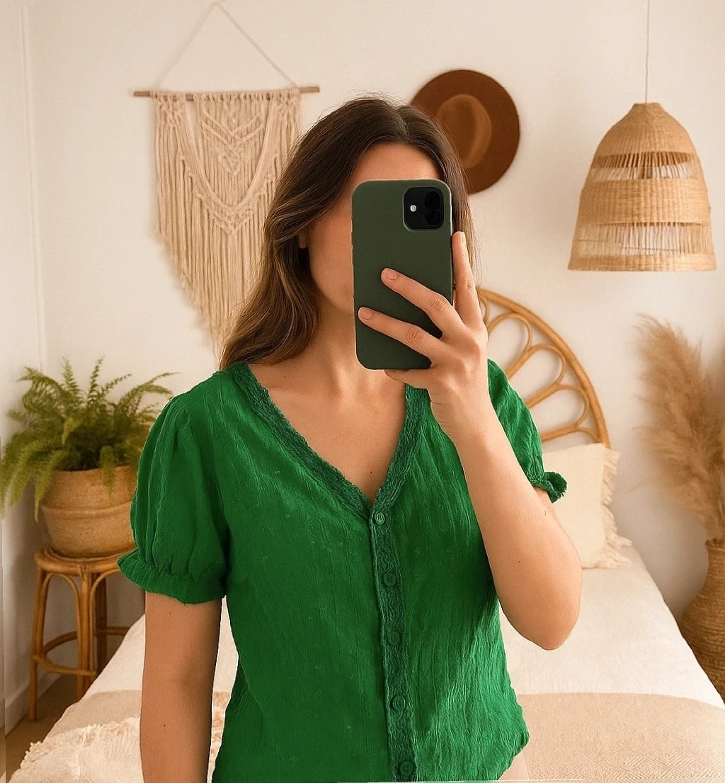 Haut vert À boutons Shein M