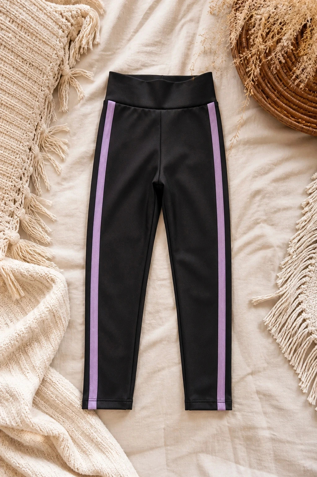 Legging noir bandes violettes KIABI fille 12-13 ans