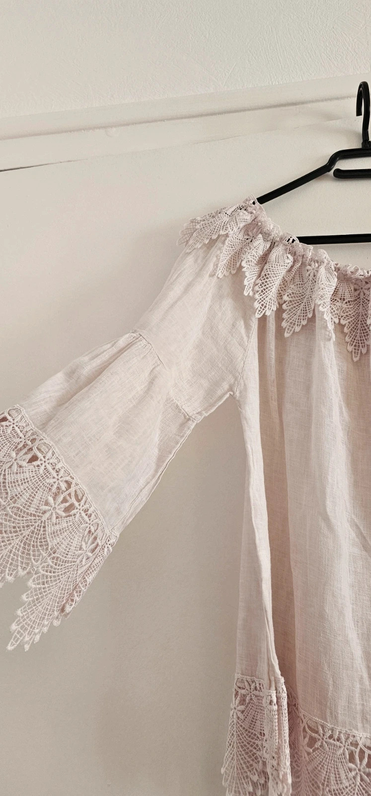 Blouse bohème rose poudré dentelle – Tendance – taille S / 36 / 8 2