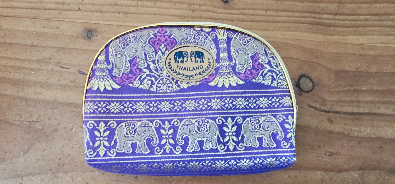 Petite trousse/pochette Thaïlande violette et dorée – Boutique Bohéme 2