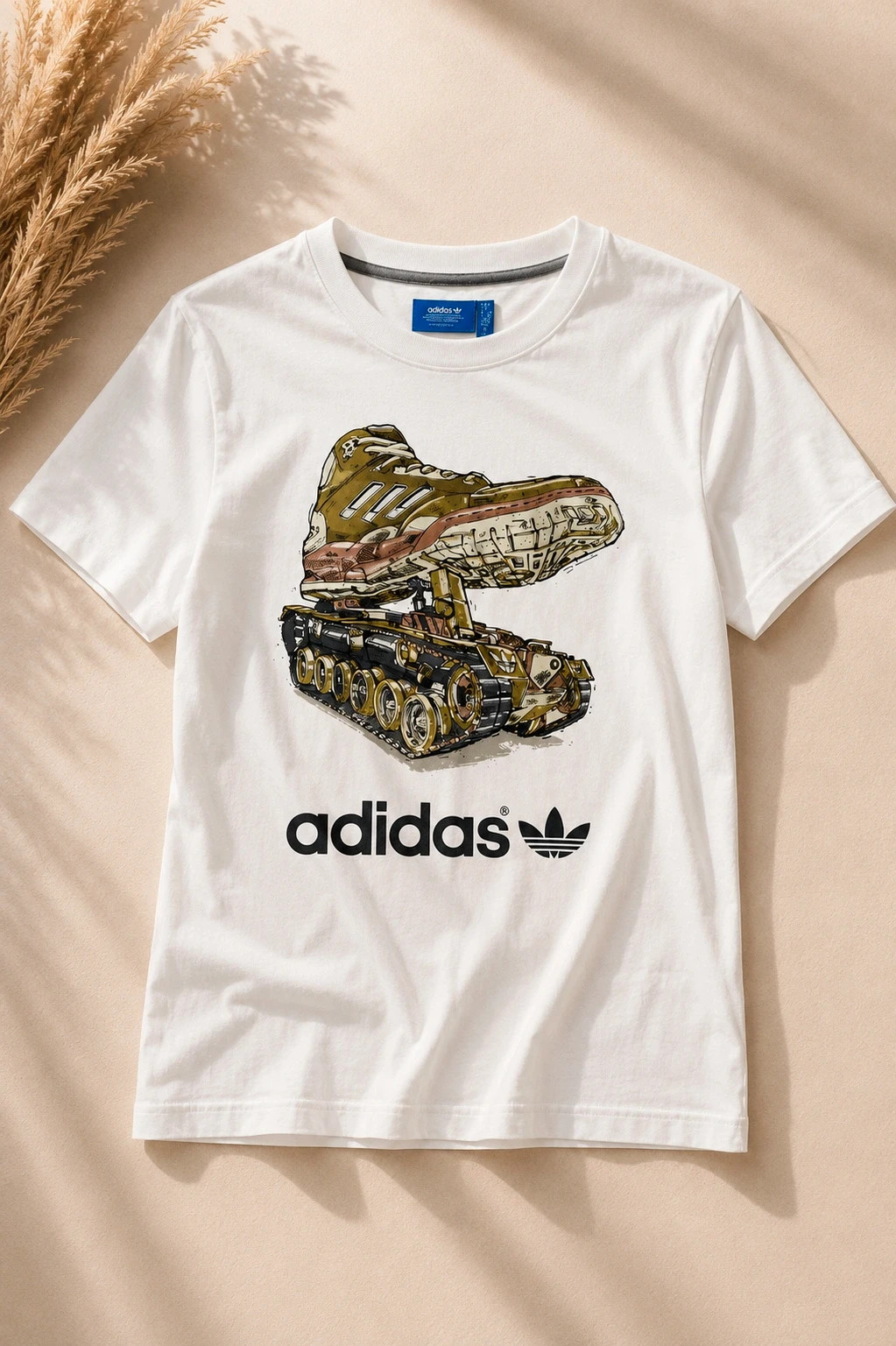 T-shirt Adidas blanc imprimé – Taille S