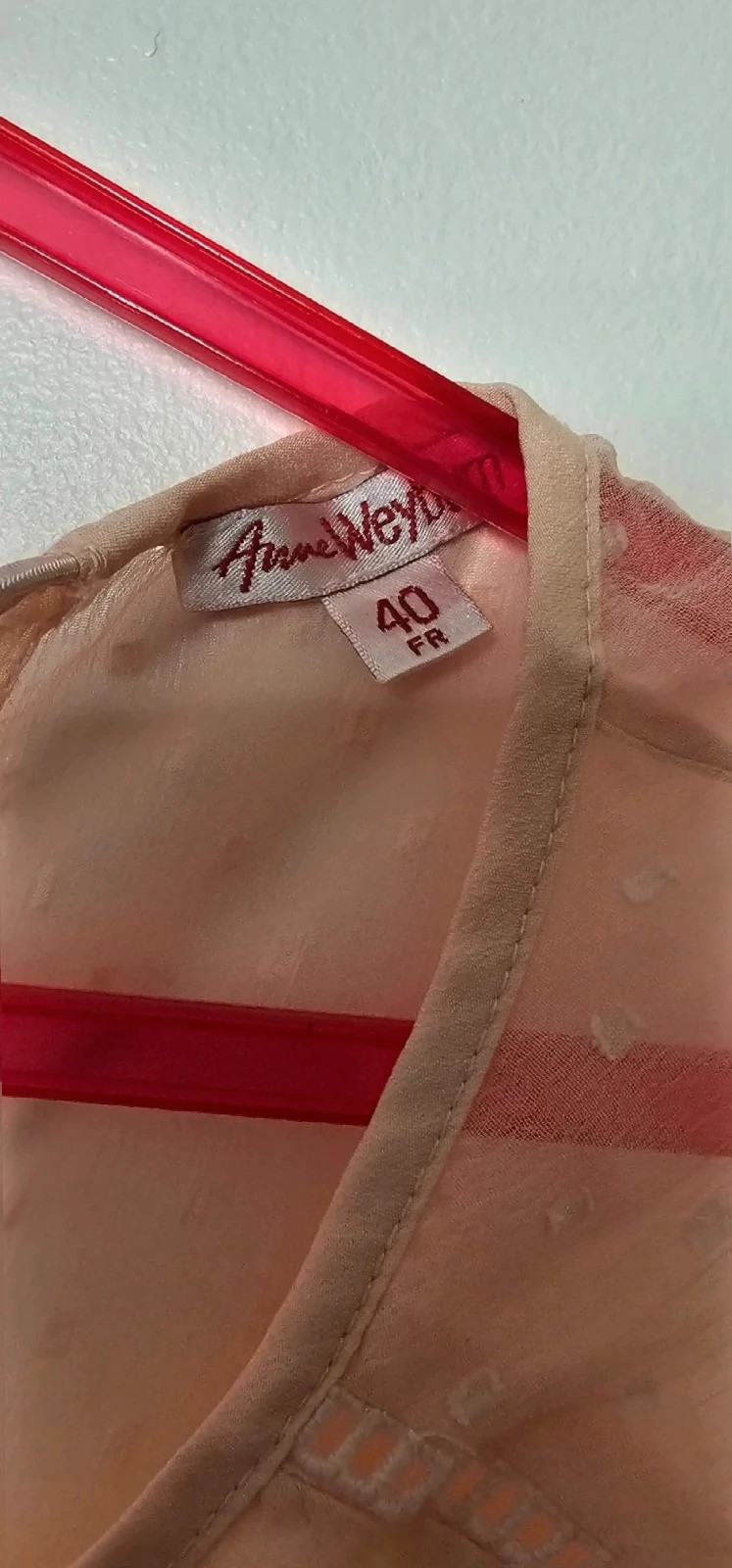Blouse Nude transparente à pois – col rond – T.40 – Anne Weyburn – taille L / 40 / 12 2