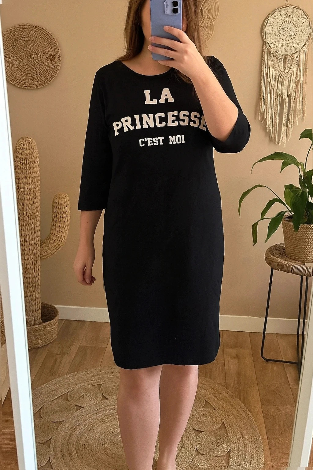 Robe noire la Princesse c’est moi – Manches 3/4