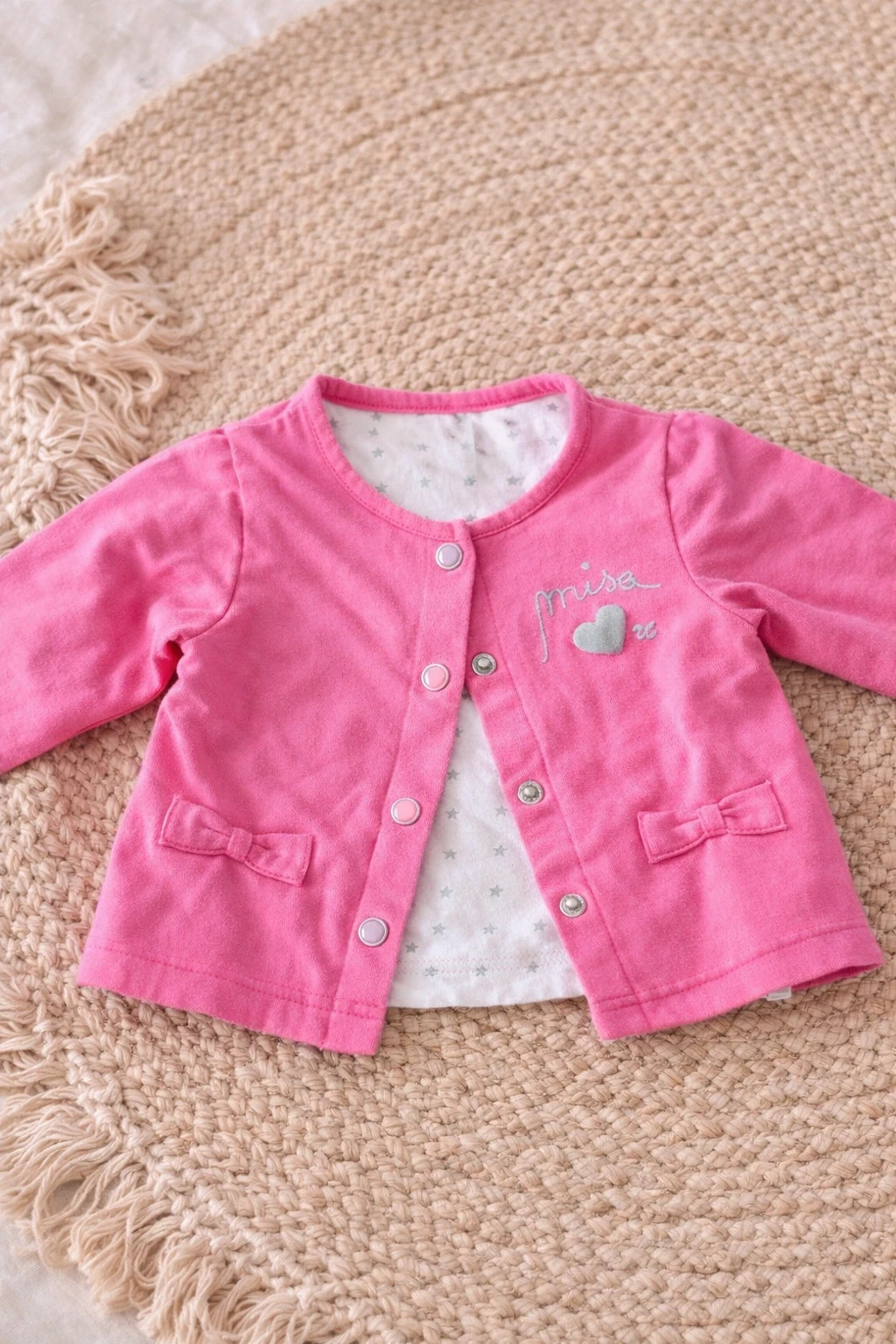 Gilet rose bébé manches longues Orchestra