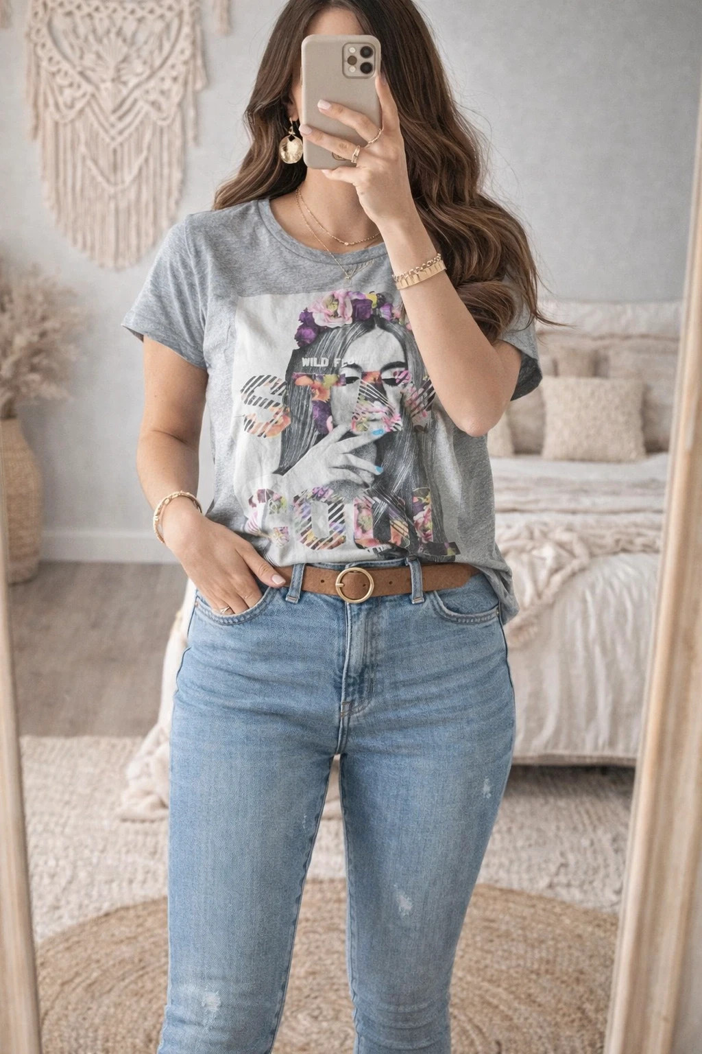 T-shirt gris imprimé – Kiabi – Taille S