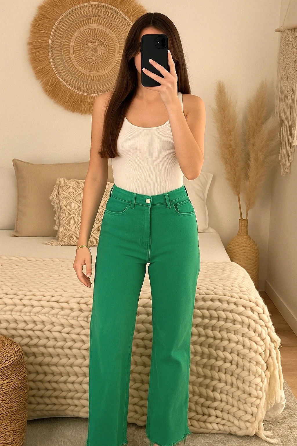 Jean vert émeraude Shein coupe droite – taille M