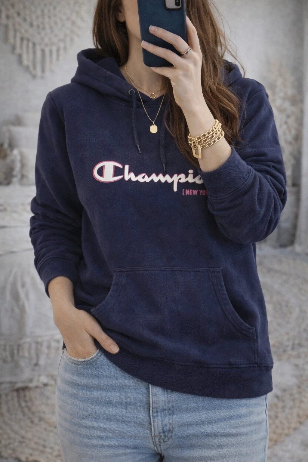 Sweat à capuche Champion noir – Taille XS