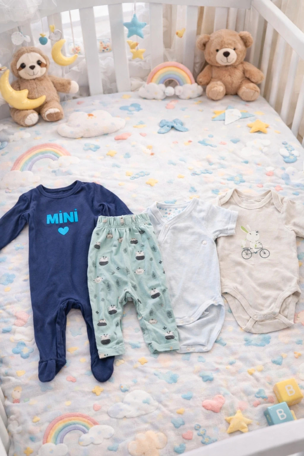 Lot vêtements bébé – bodies, pyjama et pantalon