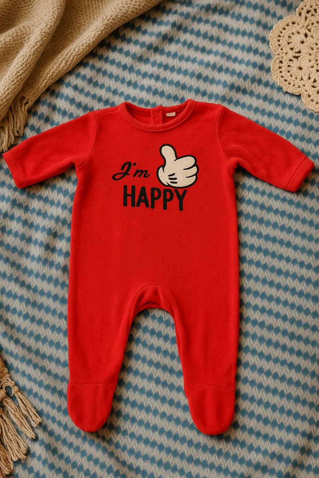 Pyjama bébé Disney Baby I’m Happy rouge – 6 mois