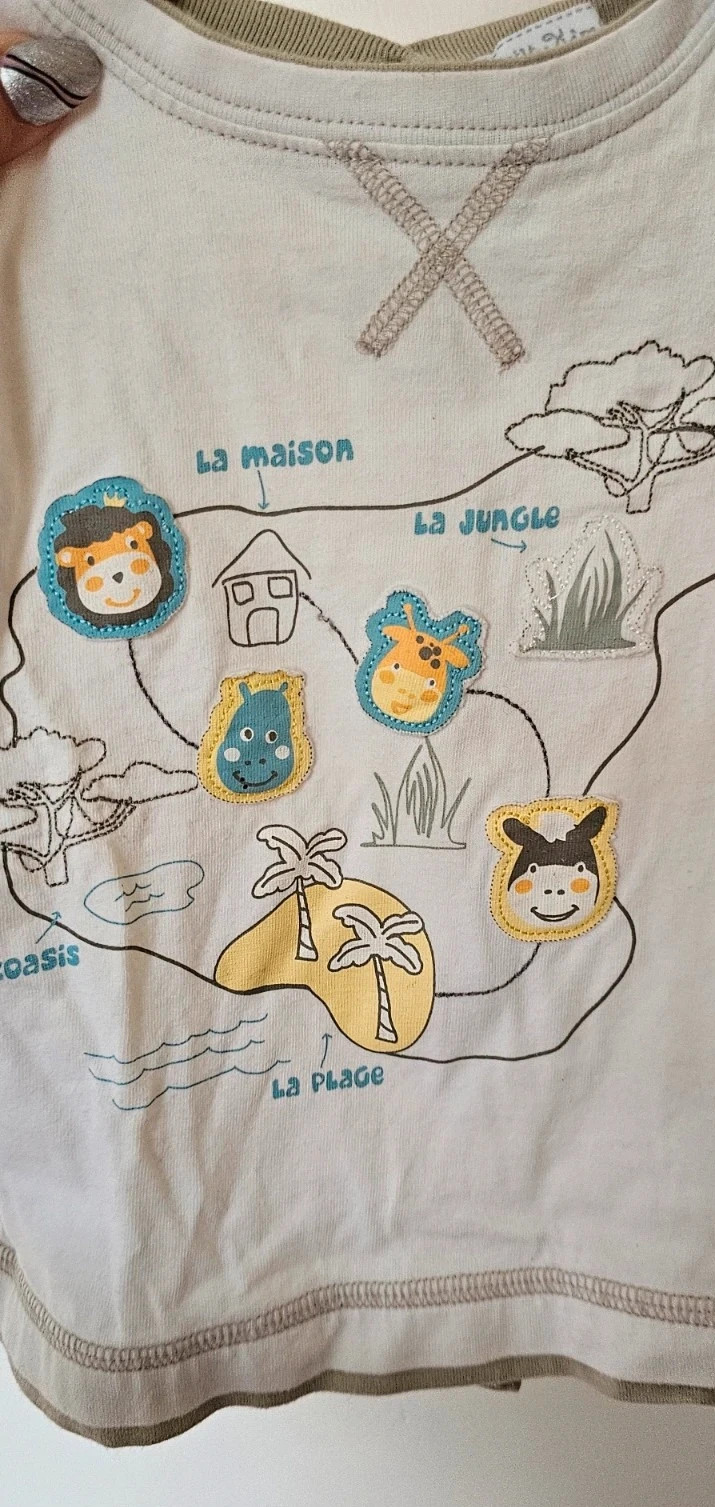 Haut beige bébé - motif carte des animaux - 18 mois . – Petit Kimbaloo – taille 18-24 mois / 86 cm 3