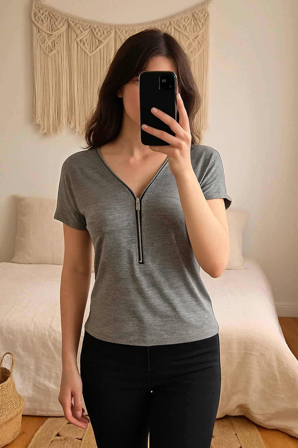 Haut gris MIM col zippé – Taille XS