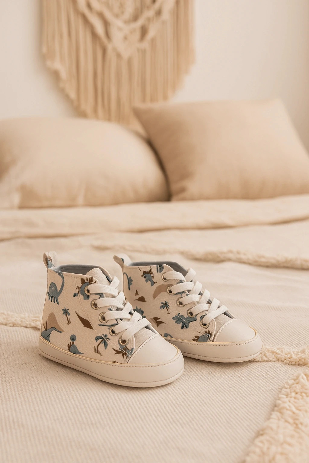 Baskets montantes bébé imprimé dinosaures – Taille 19/21