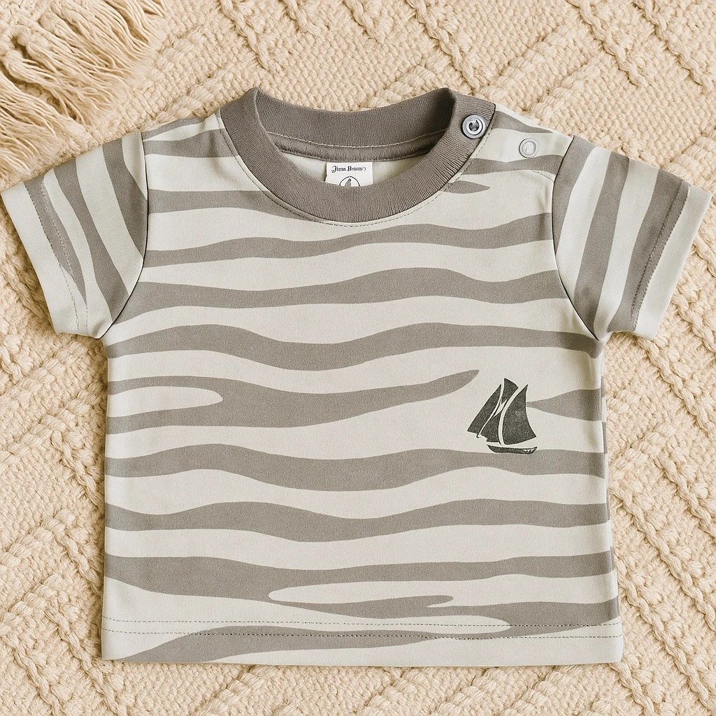 Tee-shirt rayé bleu/gris bébé 3 mois