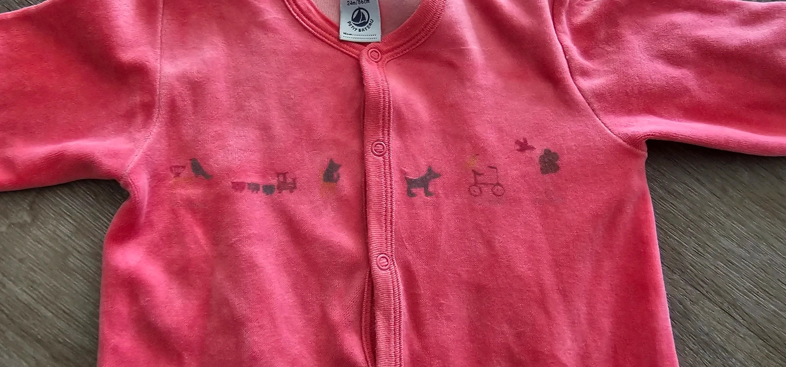 Pyjama velours Petit Bateau rose – 24 mois – Petit Bateau – taille 24-36 mois / 92 cm 3