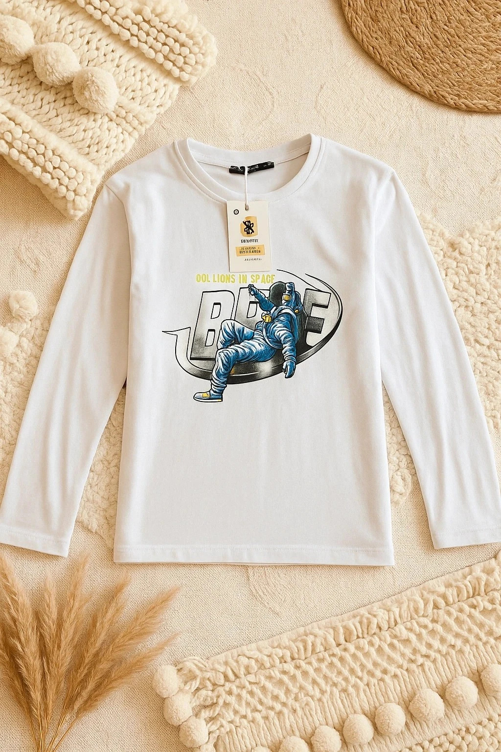 Tee-shirt manches longues blanc motif astronaute garçon – Run Boy – 12 ans
