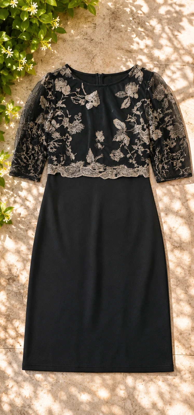 Robe noire élégante brodée JustFashionNow – Taille S (36)