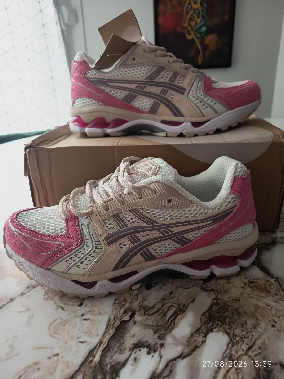 Baskets Asics Gel-Kayano 14 roses et blanches – Asics – taille EU 40 3