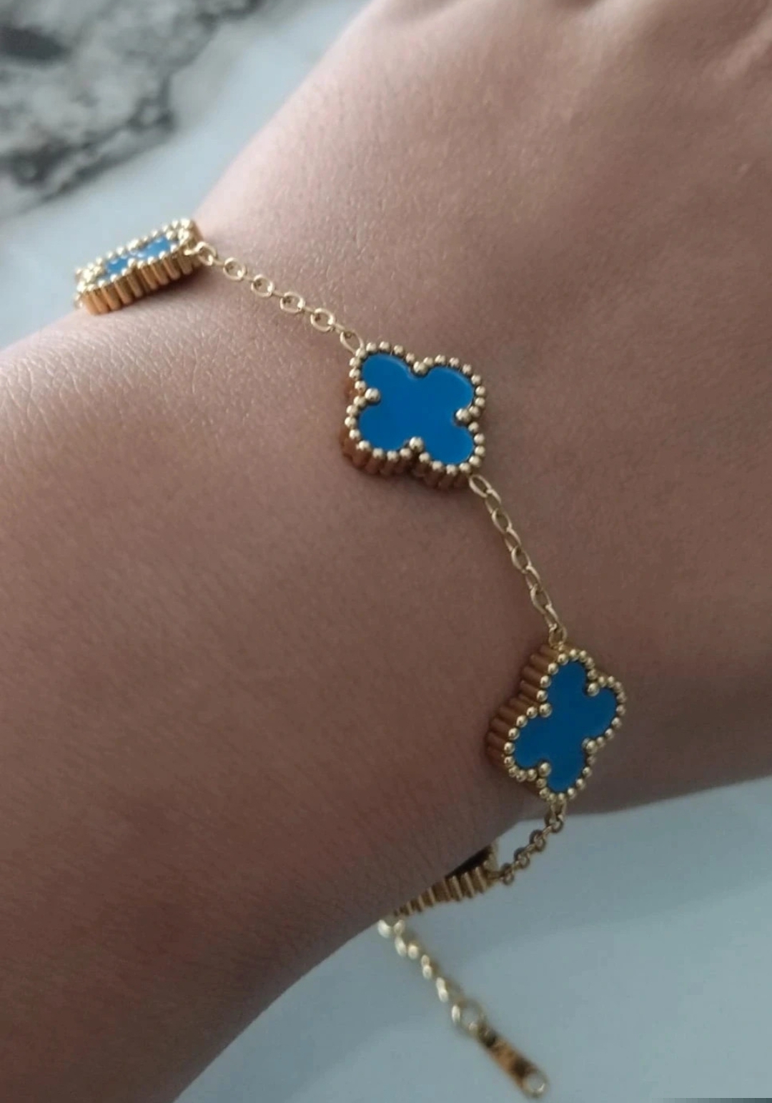 Bracelet trèfle bleu acier inoxydable neuf – Sans – taille Taille unique 2