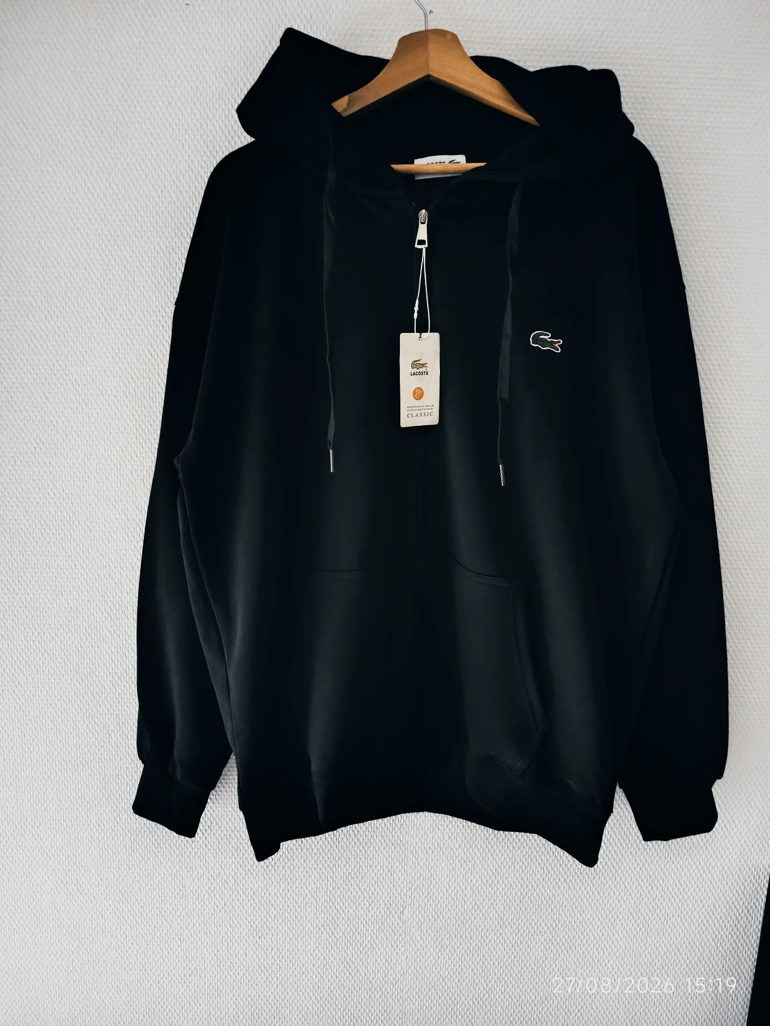 Sweat à capuche noir Lacoste Regular Fit – Lacoste – taille XL