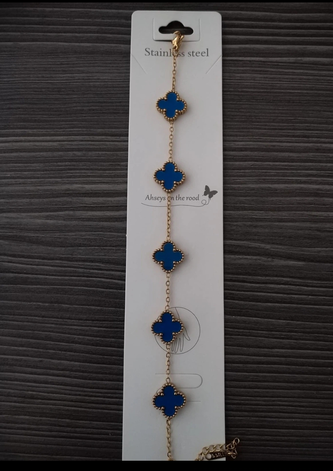 Bracelet trèfle bleu acier inoxydable neuf – Sans – taille Taille unique 3