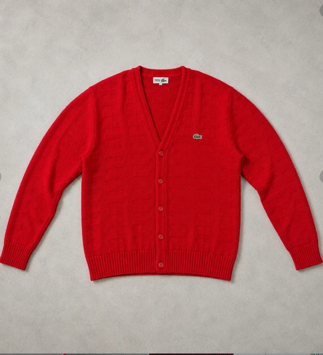 Gilet cardigan Lacoste rouge à boutons – Lacoste – taille L