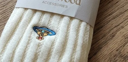 Cream Ribbed Socks with Embroidered Logo