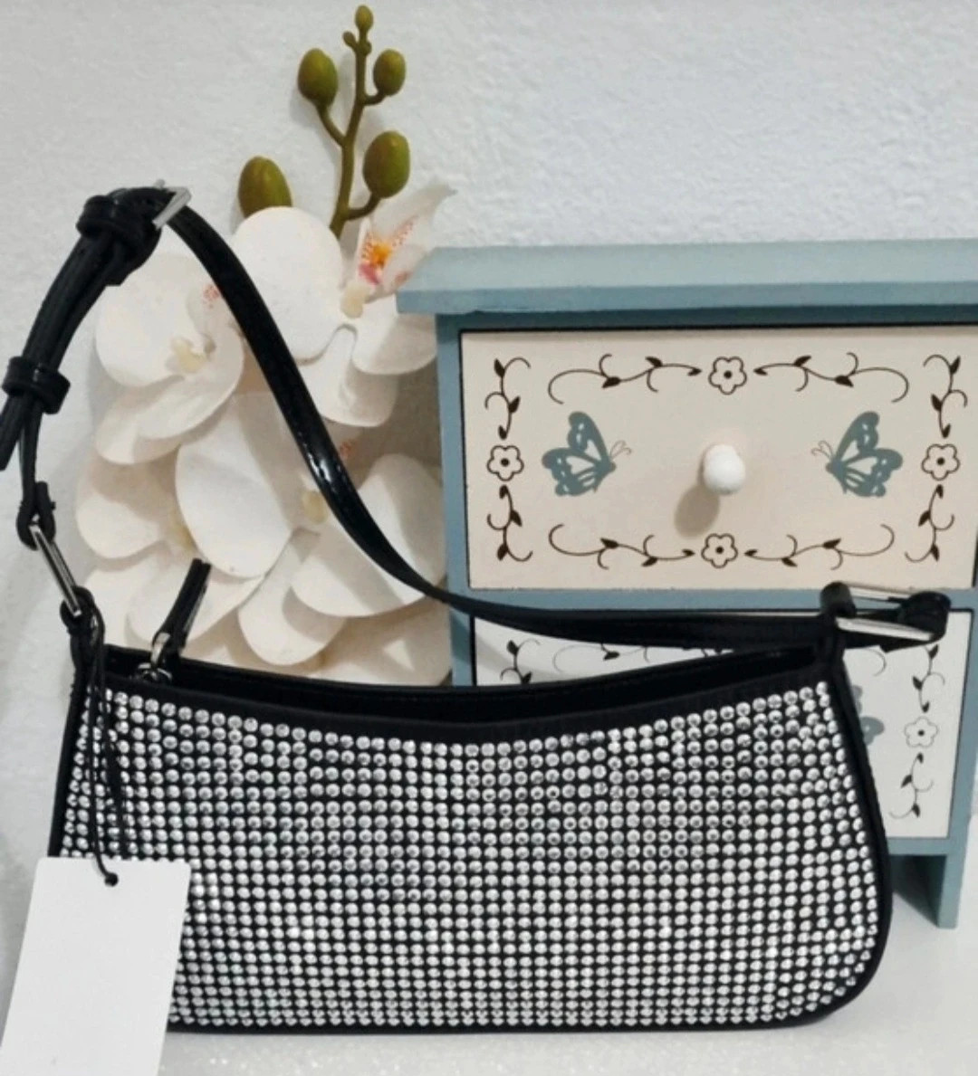 Mango bolso de hombro negro y brillos – Mango 2