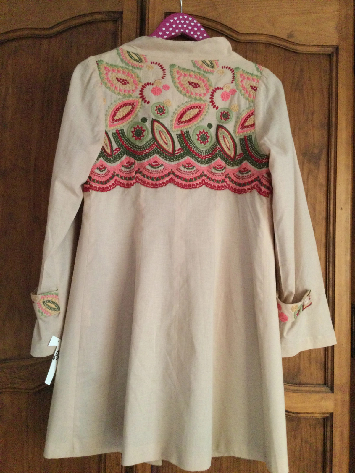 Chaqueta entretiempo larga bordada – taille S / 36 / 8 2