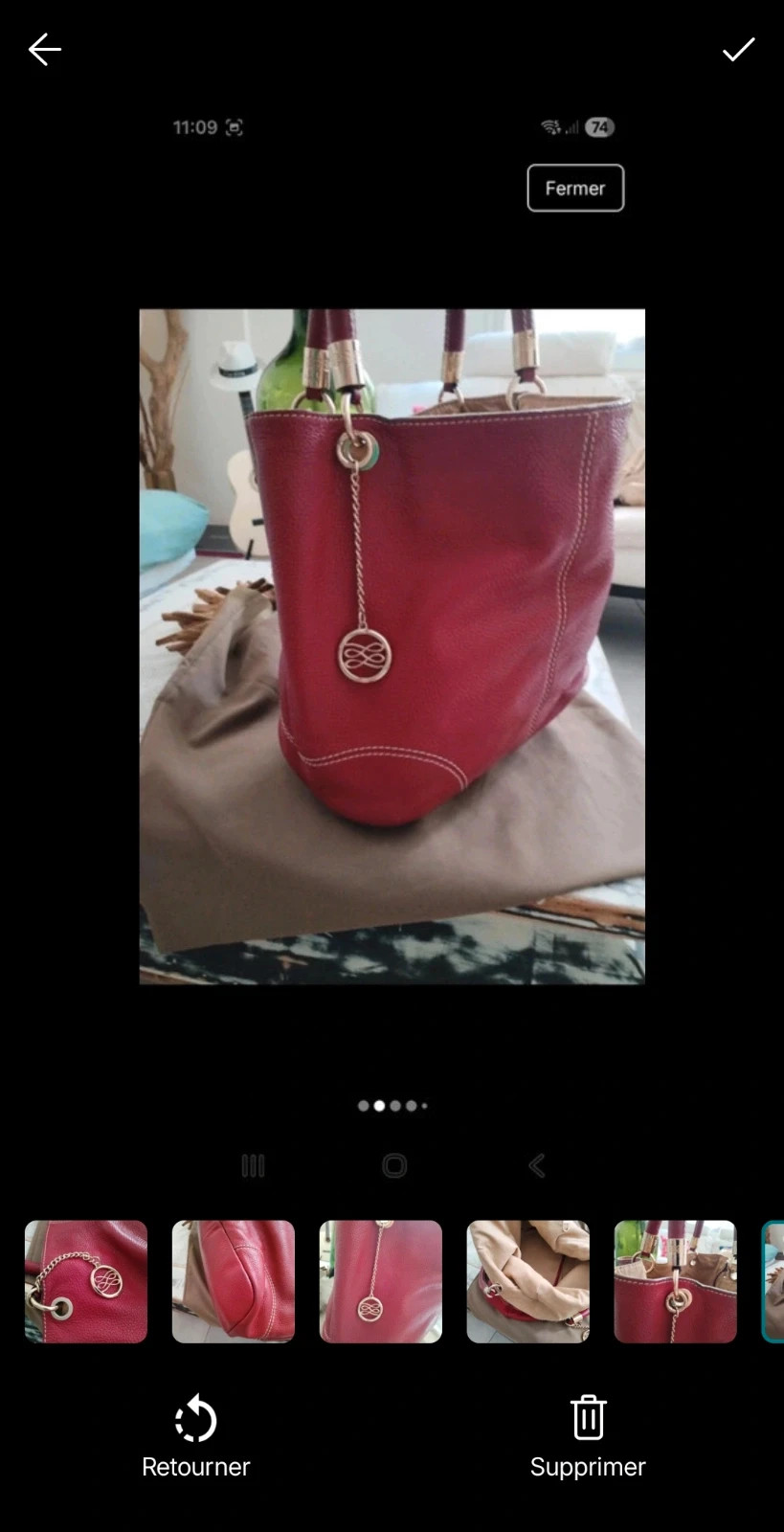 Sac Lancel Authentique rouge doré