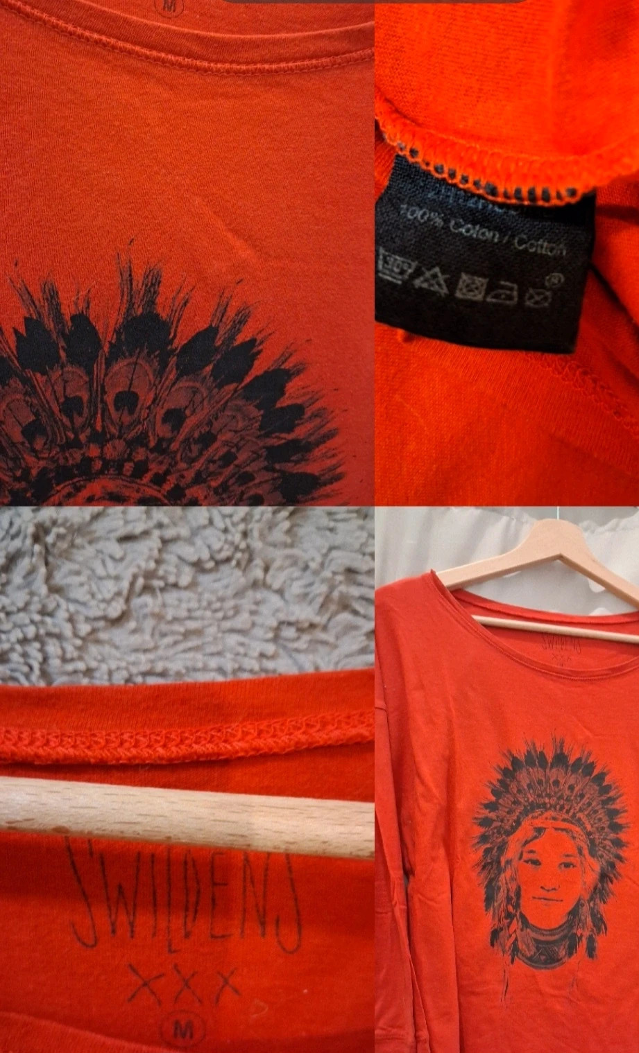 T shirt manches longues coton rouge