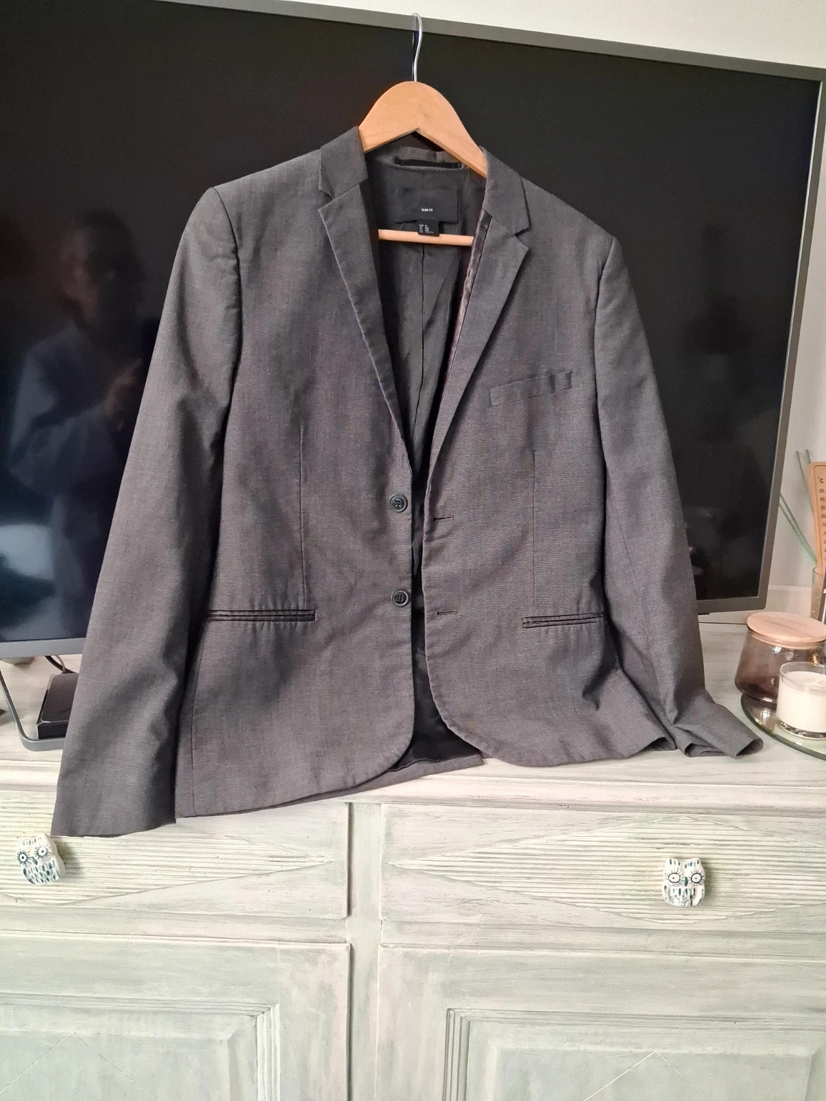 Veste blazer grise liseré noir