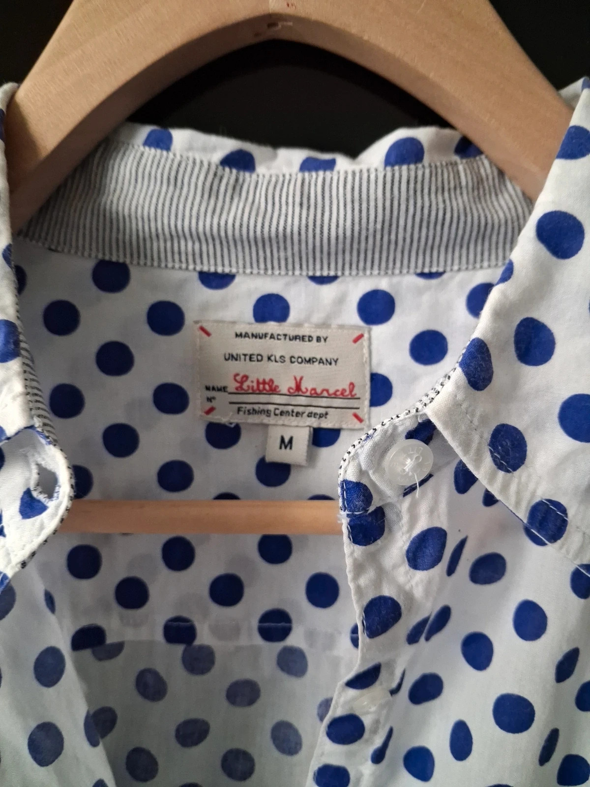 Chemise pois bleu coton – Little Marcel – taille M / 38 / 10 3
