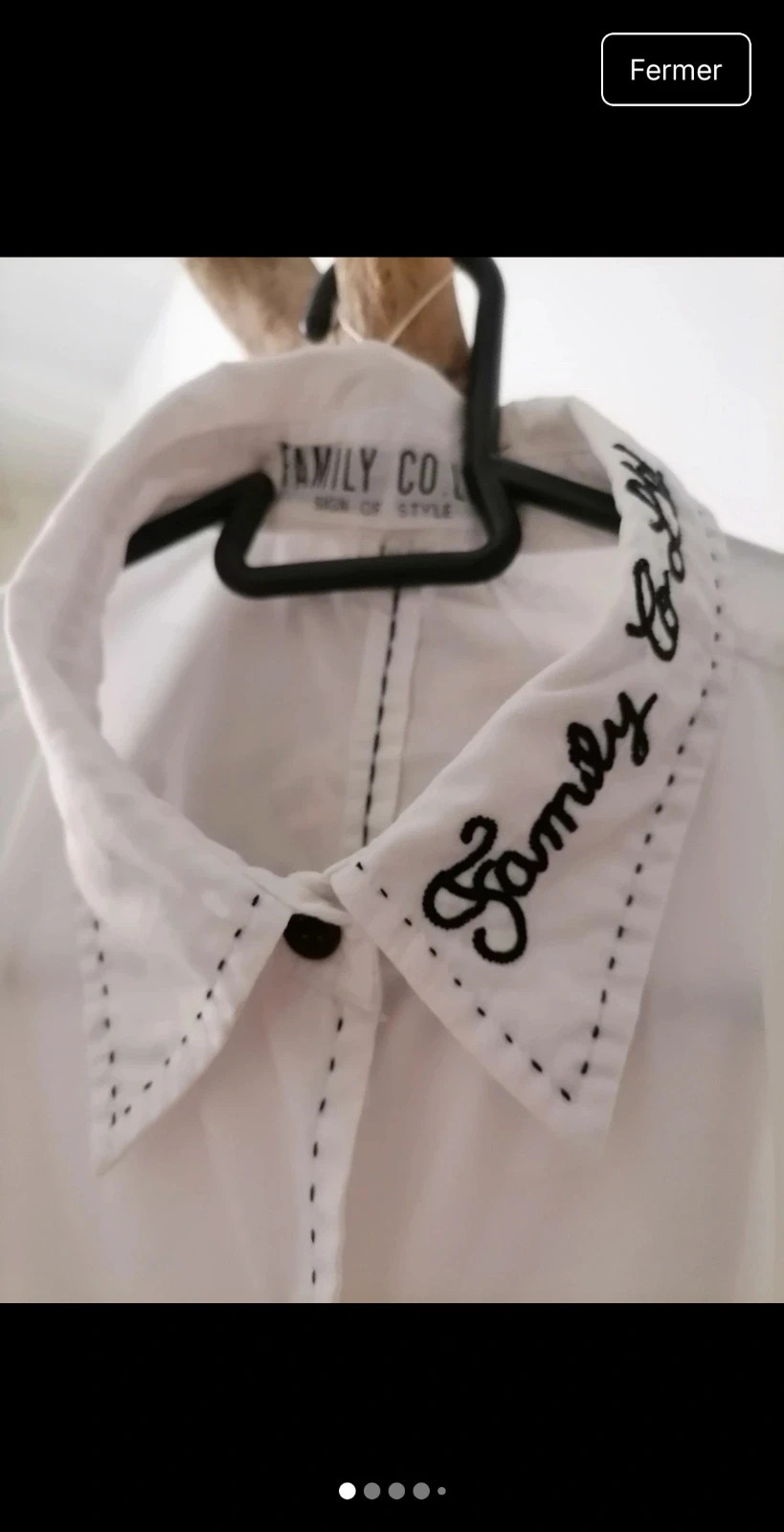 Chemise blanche broderie noire