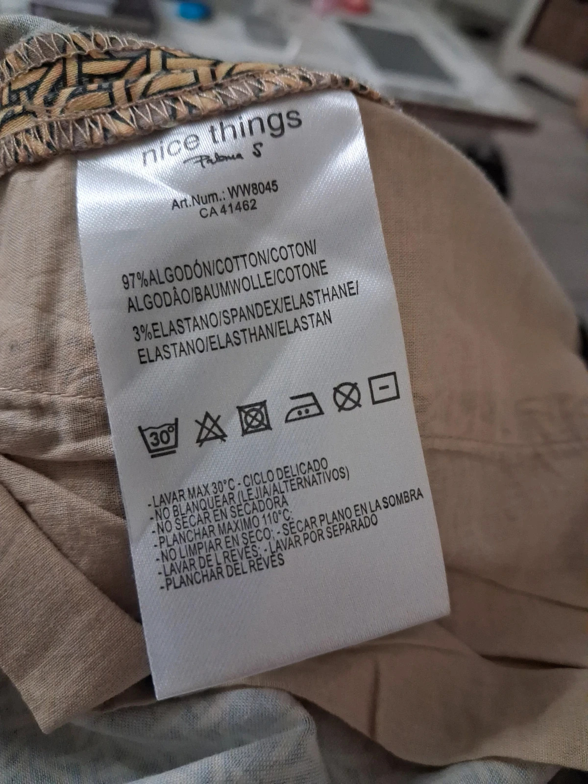 Pantalon imprimé moutarde – Nice Things – taille XL / 42 / 14 5
