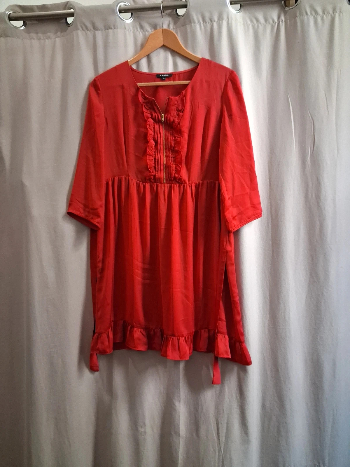 Robe tunique rouge flamboyant volants Axara