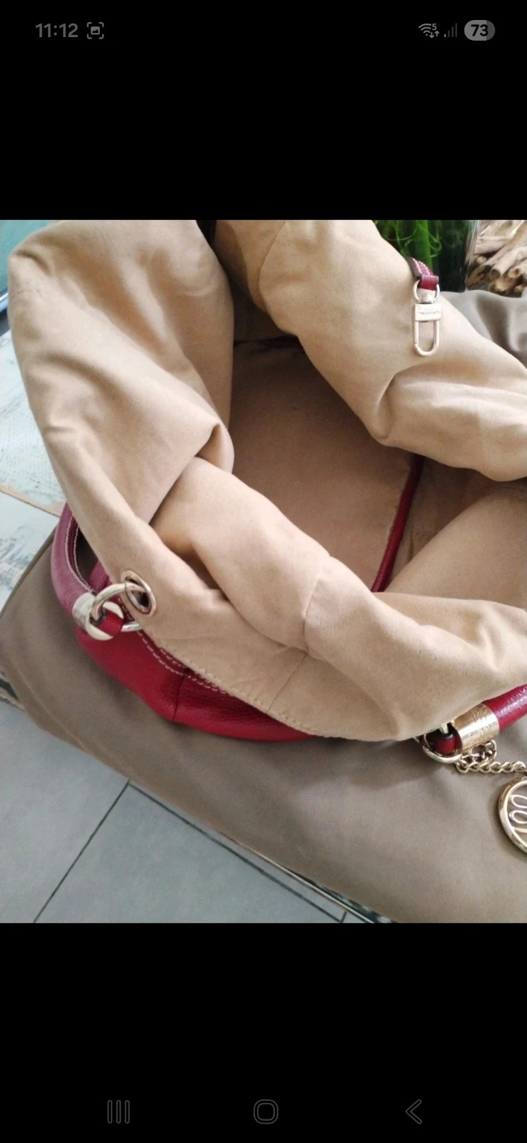 Sac Lancel rouge bordeaux cuir 4