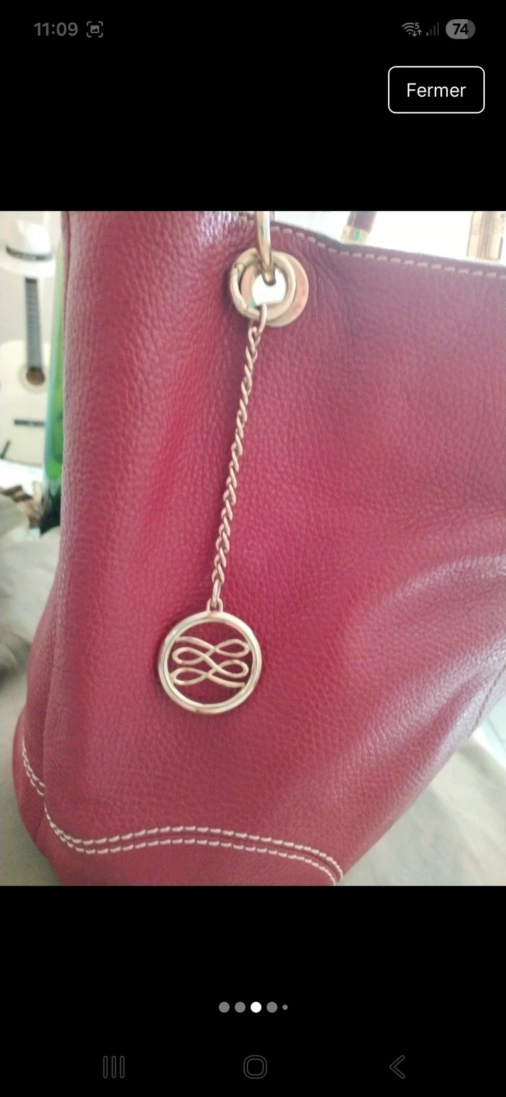 Sac Lancel rouge bordeaux cuir 3