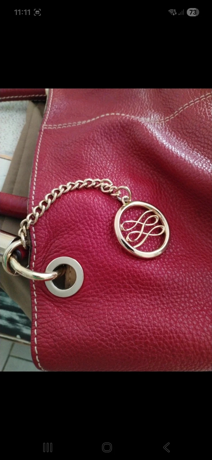 Sac Lancel rouge bordeaux cuir