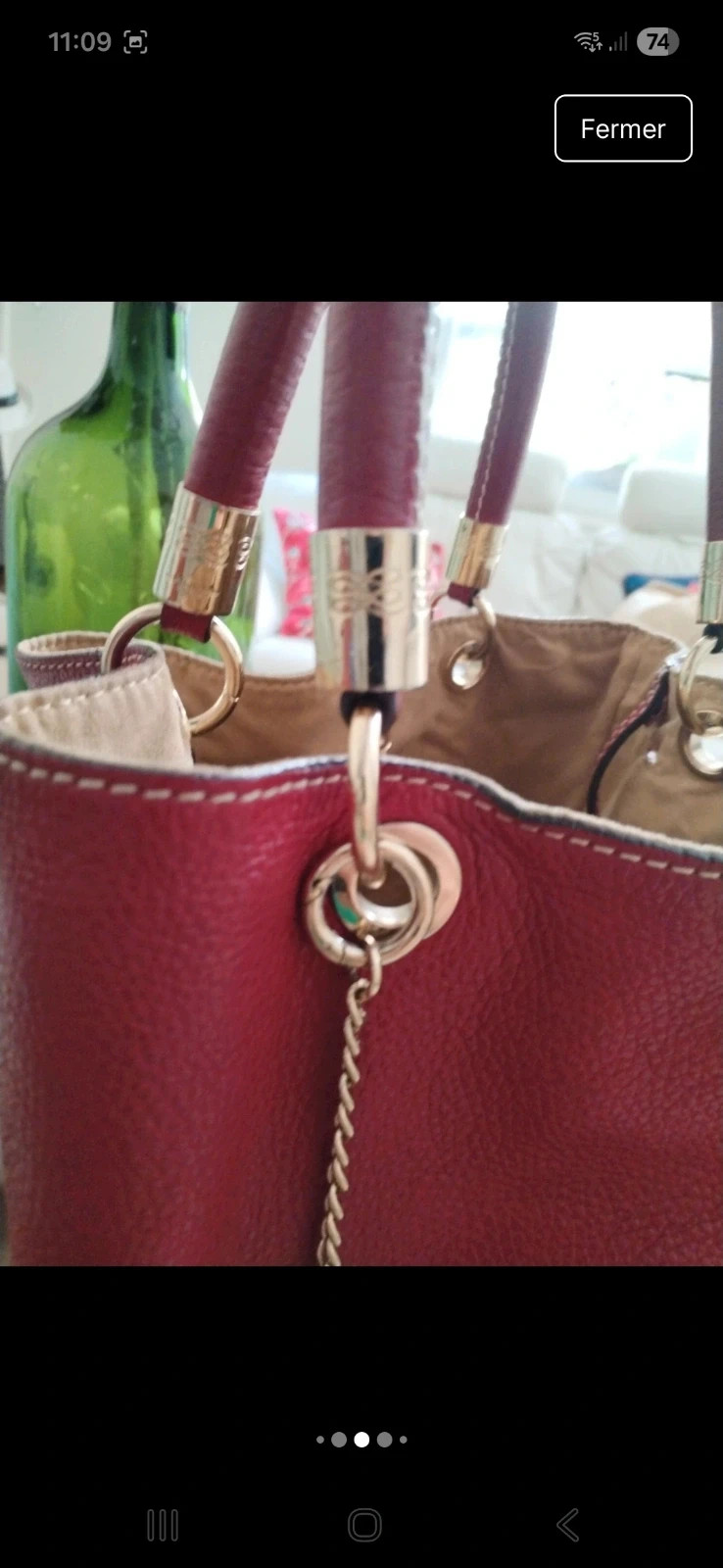 Sac Lancel rouge bordeaux cuir 5